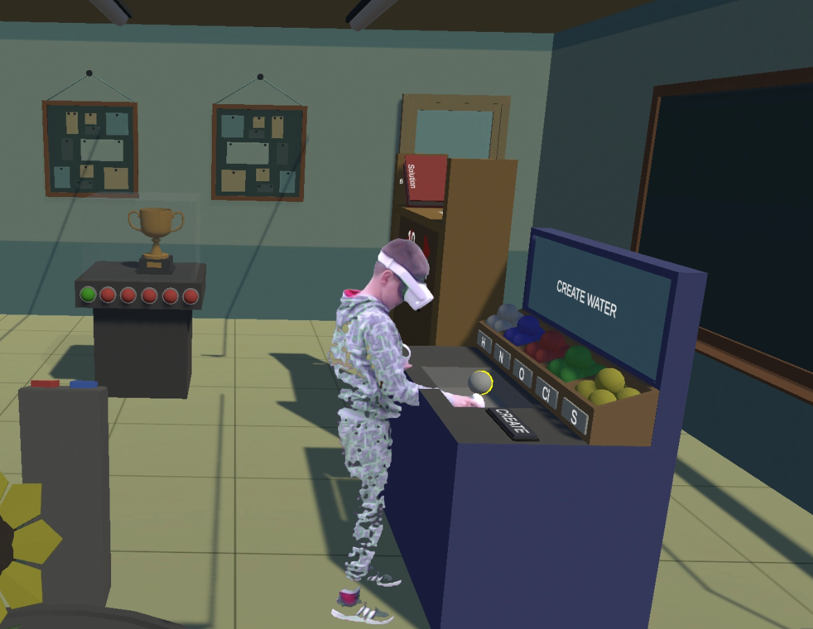 A student using the VR module -fully immersed 